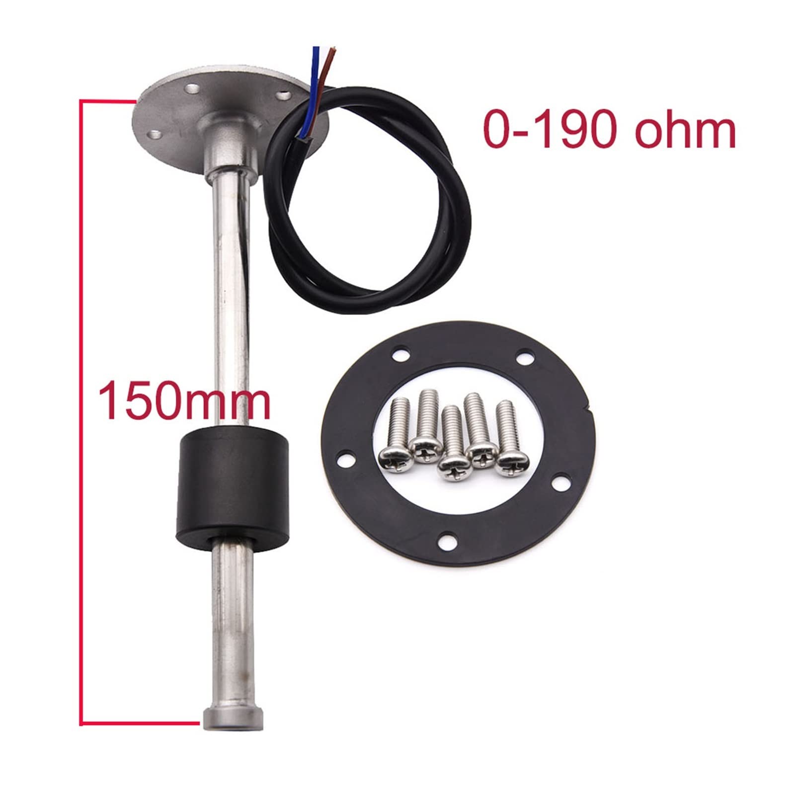Sensor de nivel de agua para embarcaciones marinas y automóviles. Compatible con sensores de nivel de combustible de 0-190 ohmios y 240-33 ohmios (150 mm, 200 mm, 250 mm, 300 mm, 350 mm, 600 mm y 24