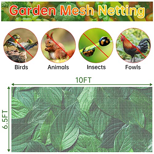 2 Pack Garden Netting, 10X6.5 Ft Ultra Fine Garden Mesh Netting, Garden Barrier Netting For Vegetable Fruits Flowers Crops, Netting For Garden Protection Raised Bed Row Cover #TOP1