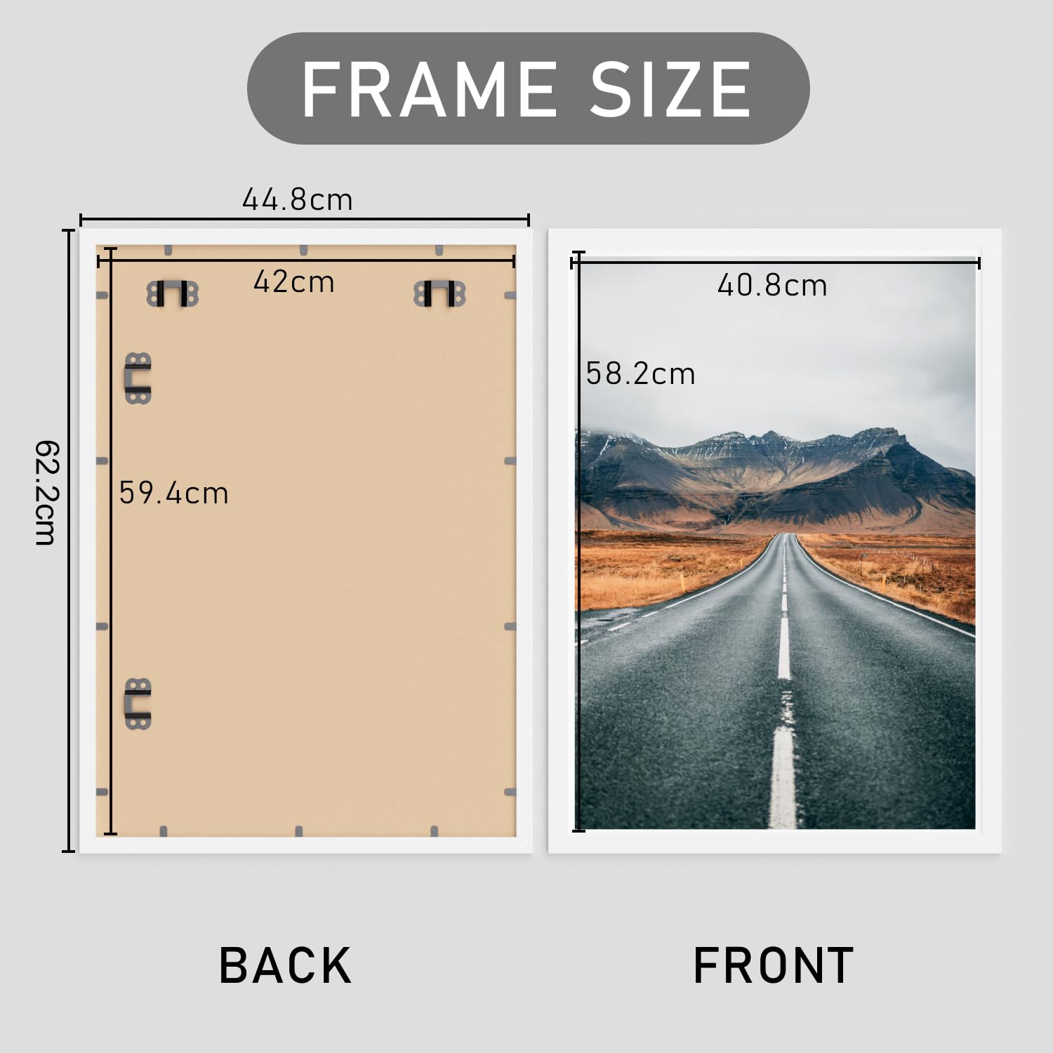 Zueyunstoo A2 Picture Frame with Mount, White A2 Poster Frame, 42x59.4cm Photo Frames with Safe Perspex Front, Wall Mounting - Image 2