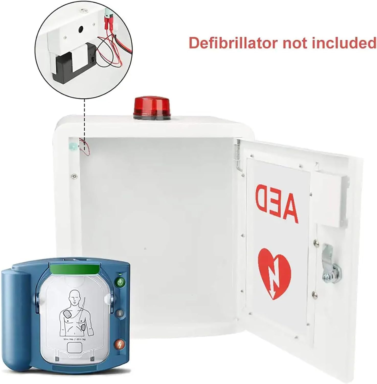 Wandmontierter AED Schrank mit transparentem Fenster, Alarmleuchte und Schlüssel, für den Notfall zu Hause, im Büro und in öffentlichen Räumen