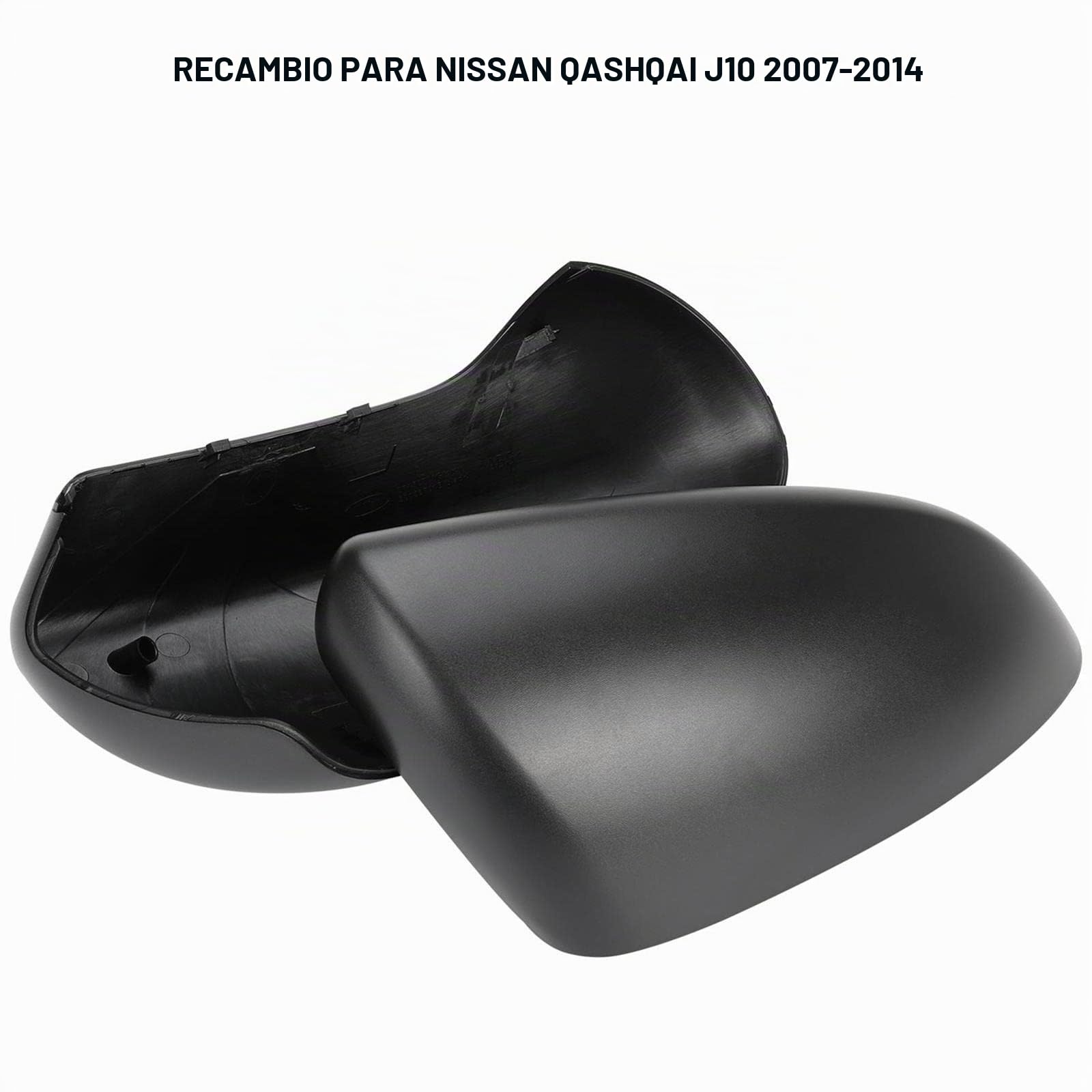 Par de cubiertas de retrovisores de repuesto para Nissan Qashqai 2007-2014, tapa de carcasa de espejo retrovisor izquierdo y derecho (negro)