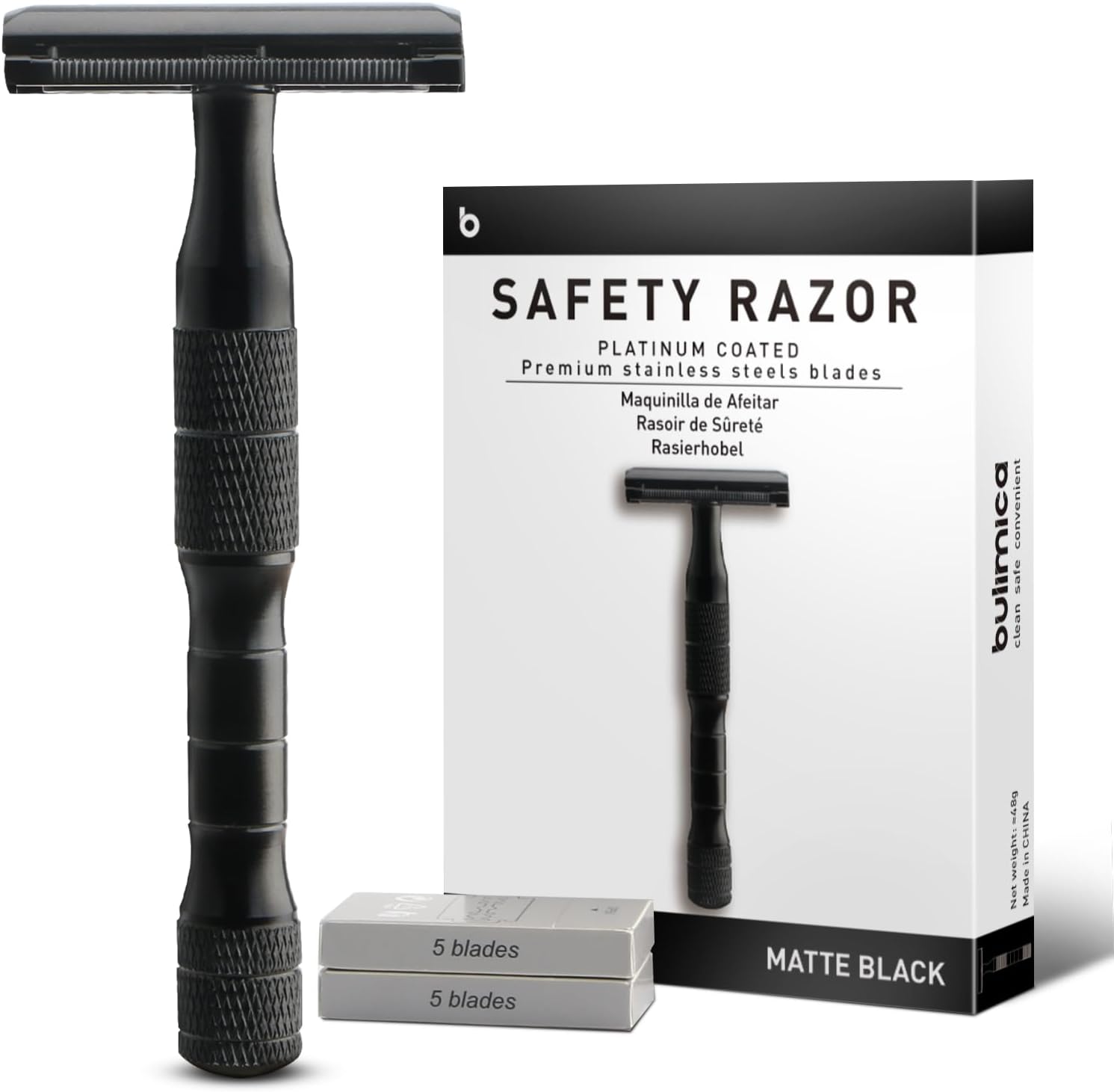 QSHAVE Adjustable Double Edge Safety Shaving Razor Deluxe Set (Razor with Stand