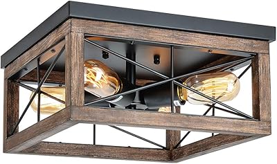 Eyassi 4 Light Wooden Flush Mount Ceiling Lights Vintage Farmhouse Close To Ceiling Light Fixture Rustic Industrial Farmhouse Ceiling Light For Kitchen Living Room Bedroom Hallway Laundry Entryway Amazon Com