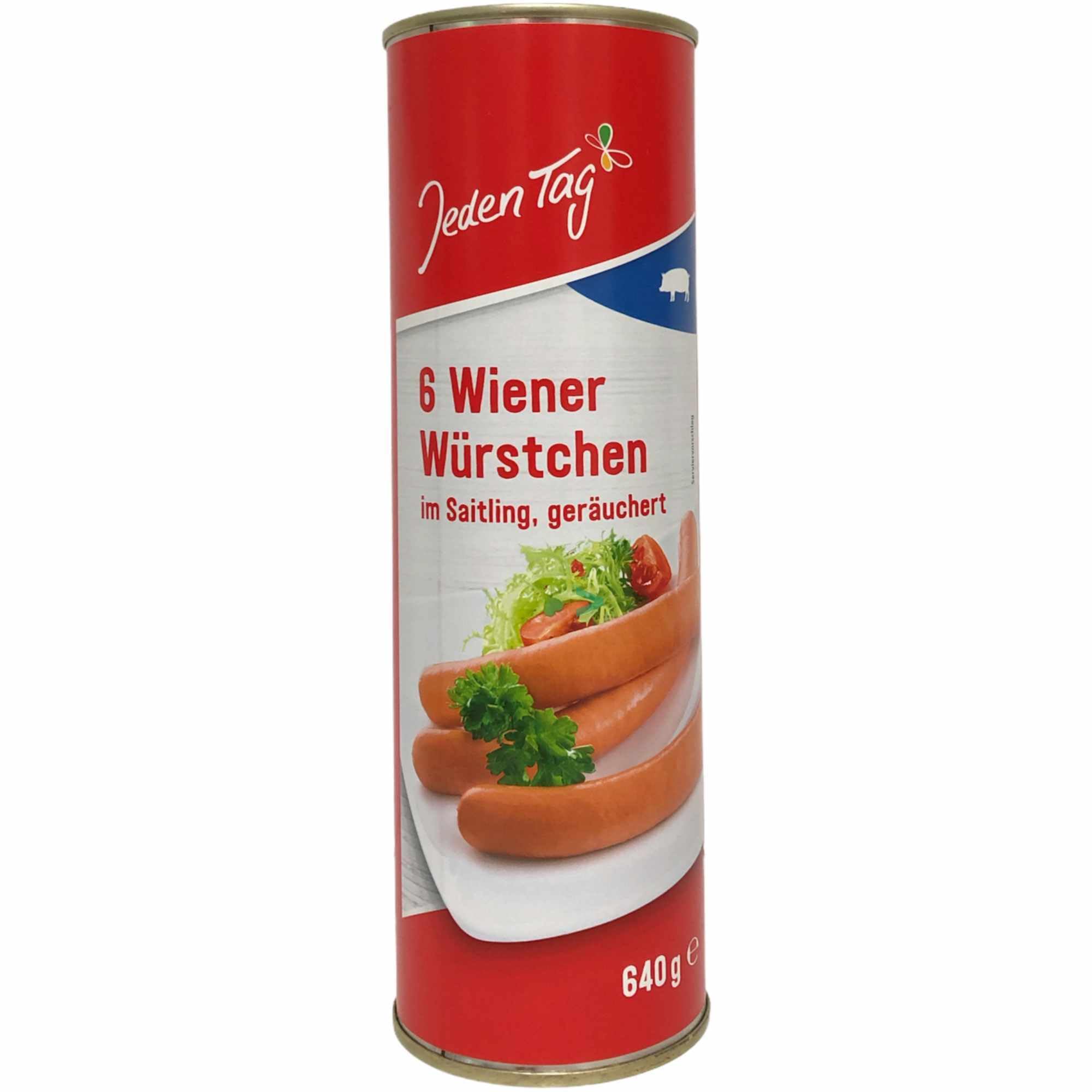 Jeden Tag Wiener Würstchen im Saitling geräuchert 6er Pack (36x50g) + usy Block