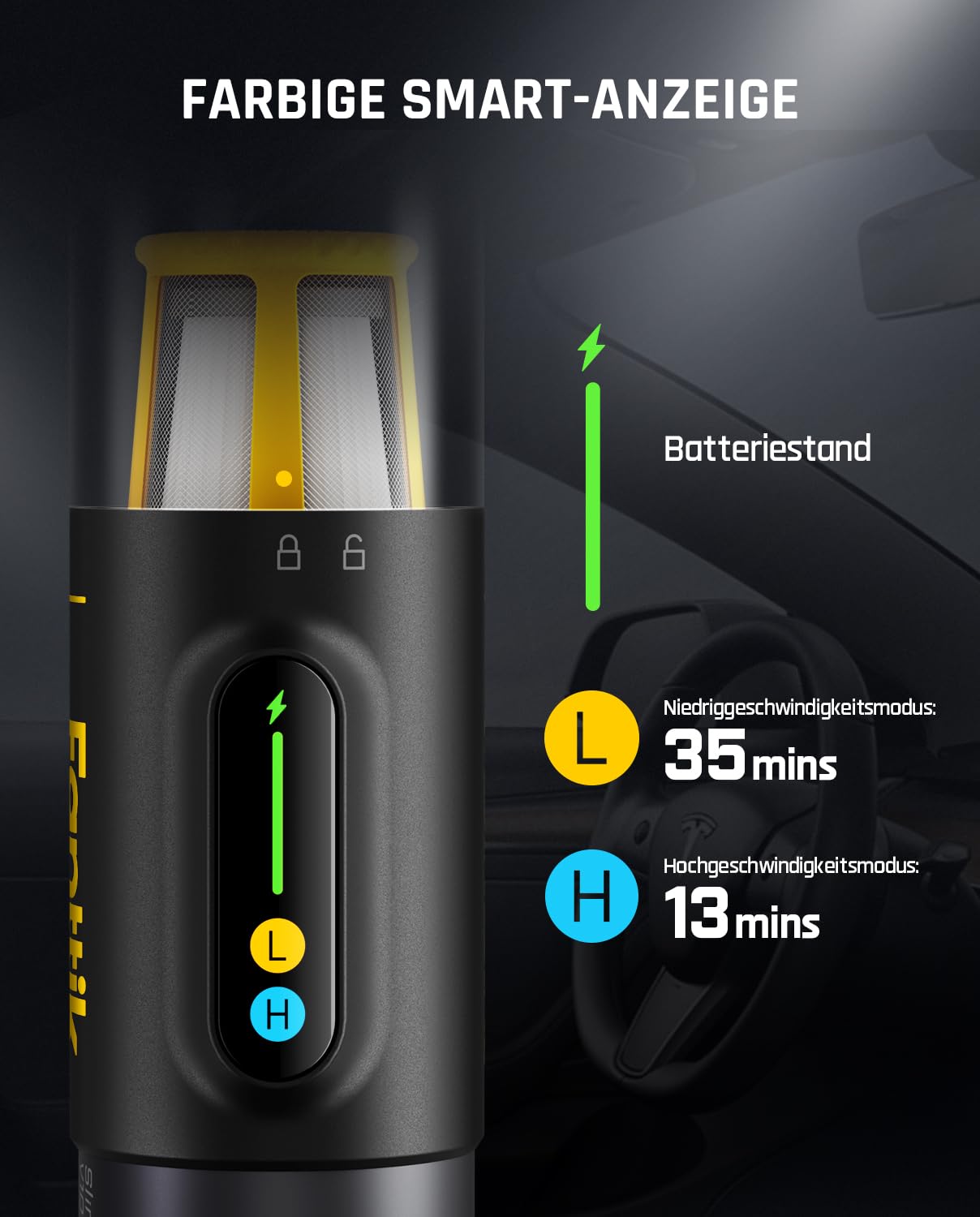 Fanttik Slim V10 Mix Kabelloser Auto-Staubsauger, 4-in-1 Handstaubgebläse, Smart-LED-Farbdisplay, 16 kPa Starke Saugleistung, tragbarer Mini-Staubsauger für Auto, Büro & Tastaturen