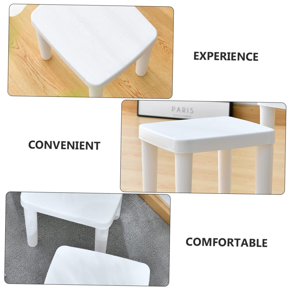 Taburete Antideslizante para Niños en Color Blanco, de Plástico Cómodo y Práctico, Adecuado para Uso en Interiores y Exteriores como Baño o Sala