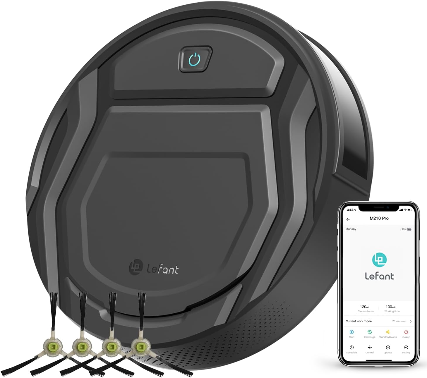 Robot Vacuum Cleaner, Powerful 2200Pa Suction, Up to 120 Min Runtime, Robot Vacuum with Self-Charging, App/Alexa Control, Ideal for Pet Hair, Hard Floor, Low Pile Carpet(M210 Pro)