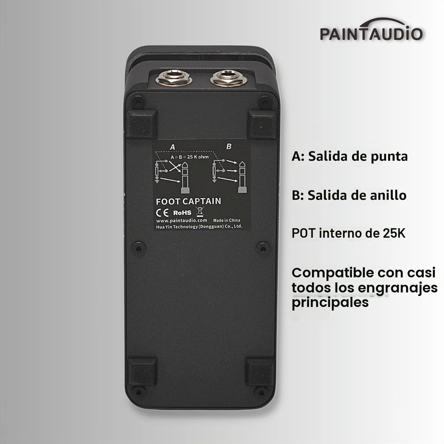 Pedal de expresión de salida dual Paint Audio Foot Captain compatible con conexión de punta/anillo