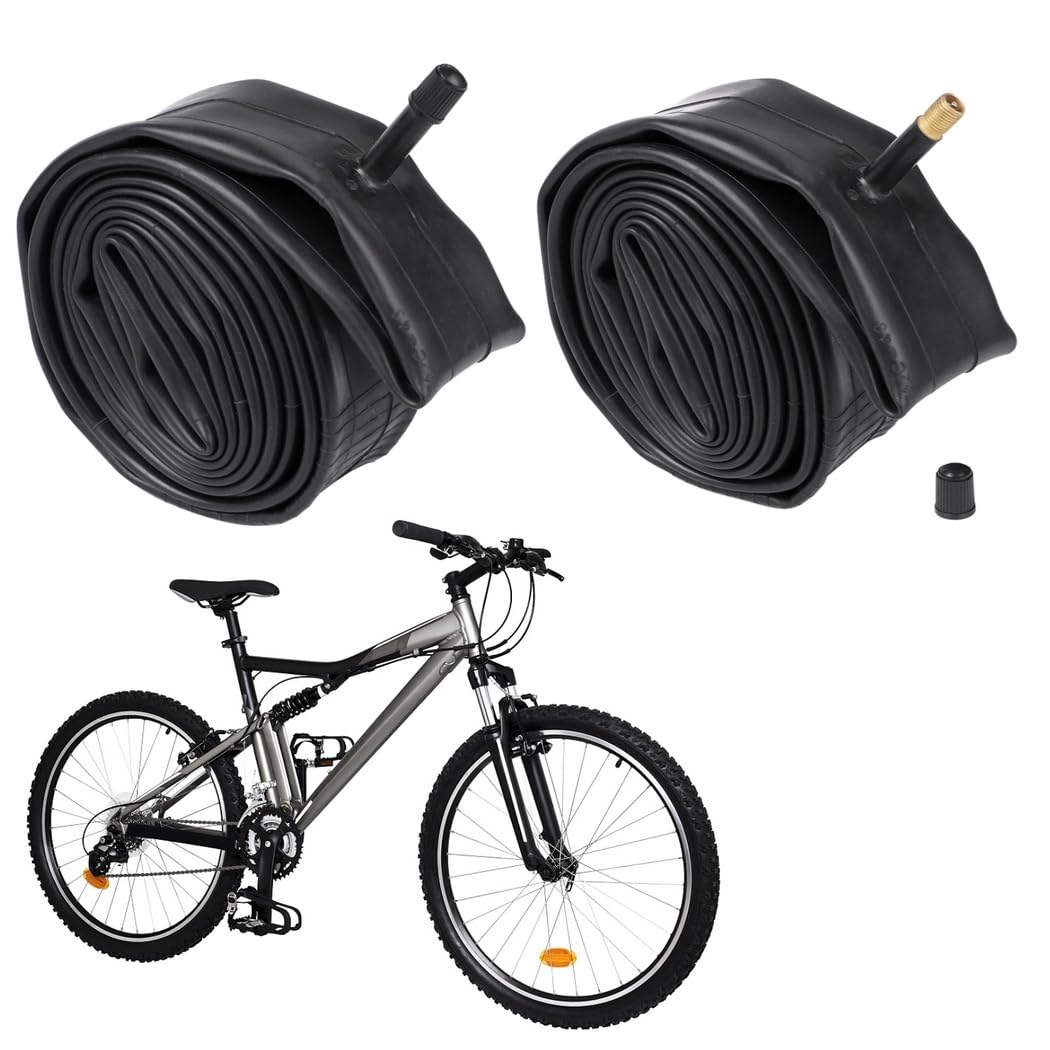 2 camere d'aria per bicicletta da 27,5 pollici x 1,9 pollici a 2,125 pollici, valvola AV 32 mm, gomma butilica, anti-foratura, camere d'aria di ricambio per bici da strada da 27,5 pollici, mountain