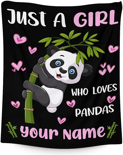 Mercuryelf Custom Panda Throw Blanket - Soft, Fuzzy & Warm - 30x40 Inches Small Blankets for Lap, Crib - Black Cute Throws Gift for Baby