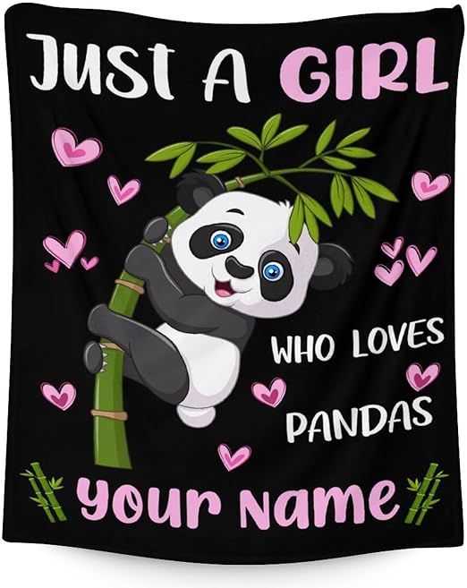 Mercuryelf Custom Panda Throw Blanket - Soft, Fuzzy & Warm - 30x40 Inches Small Blankets for Lap, Crib - Black Cute Throws Gift for Baby