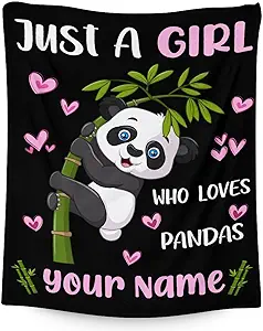 Mercuryelf Custom Panda Throw Blanket - Soft, Fuzzy & Warm - 30x40 Inches Small Blankets for Lap, Crib - Black Cute Throws Gift for Baby