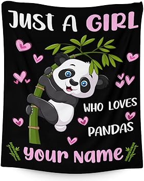 Mercuryelf Custom Panda Throw Blanket - Soft, Fuzzy & Warm - 30x40 Inches Small Blankets for Lap, Crib - Black Cute Throws Gift for Baby