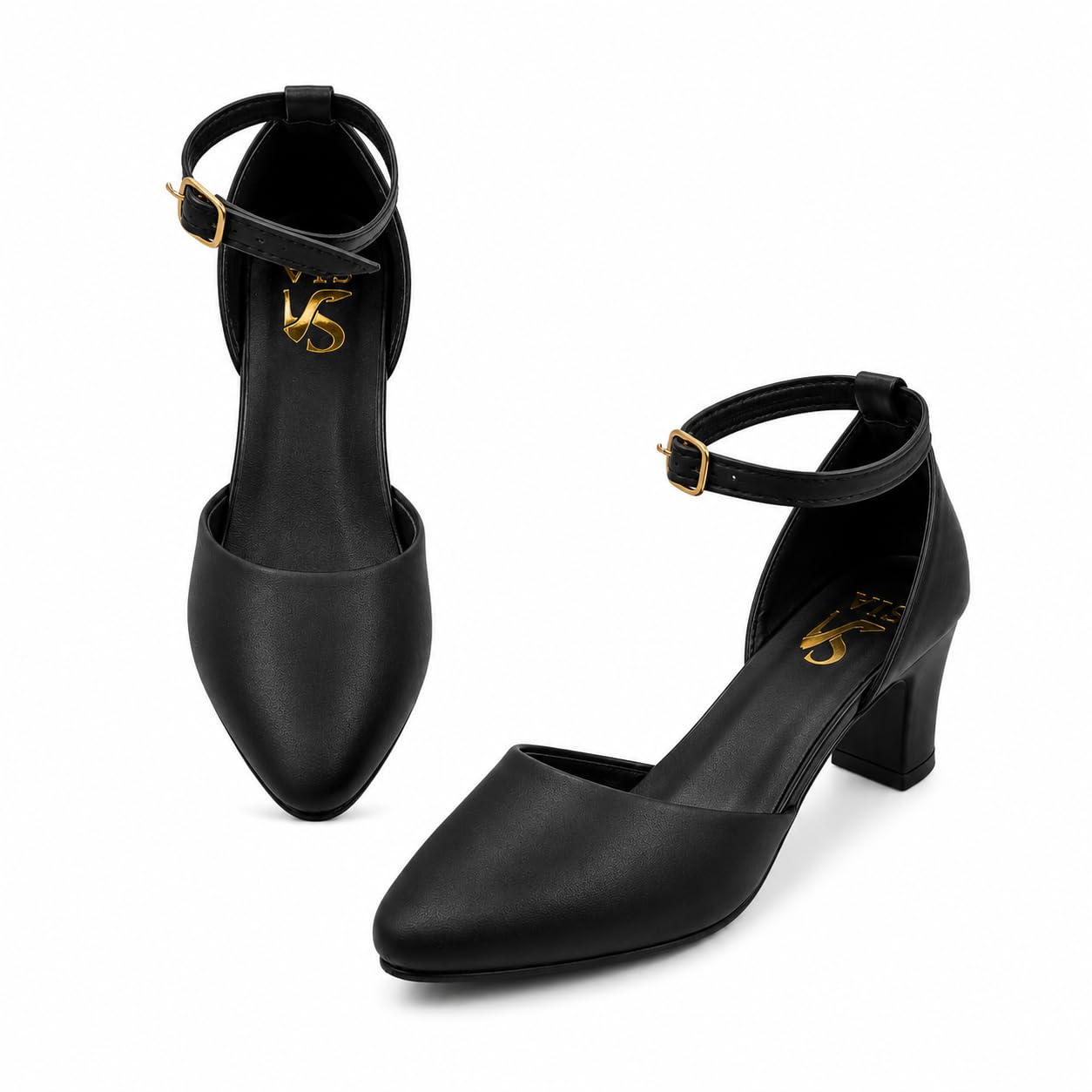 Women's Closed Toe Block Heel Pumps with Ankle Strap | Comfortable Cushioned Heels for Women | Office Wear, Formal Shoes-picture-24