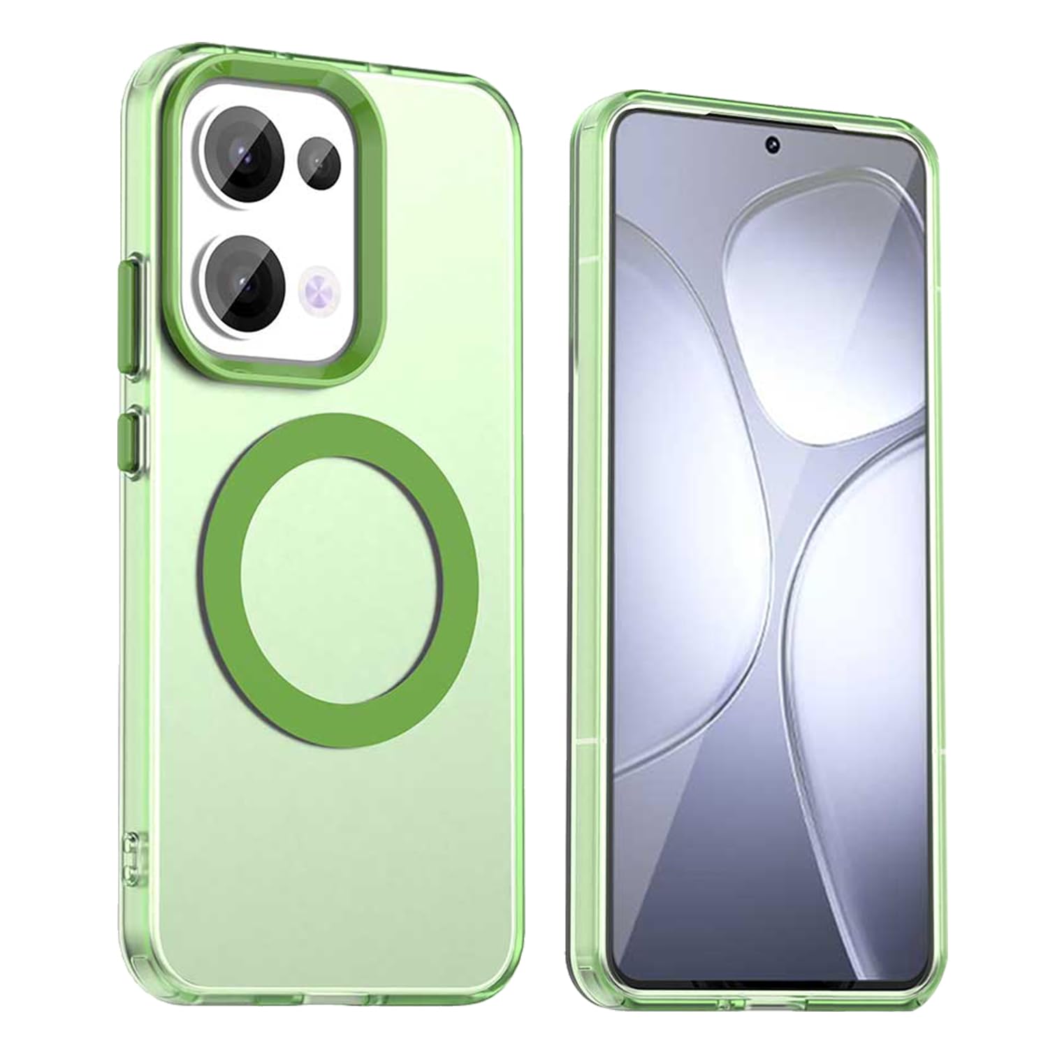 GOGME Cover per OPPO Reno 13 Pro (Reno13 Pro) 5G, Compatibile con MagSafe, Robusto PC + TPU Doppio Strato Protettivo Traslucido Antiurto Cellulare Custodia, Arancione