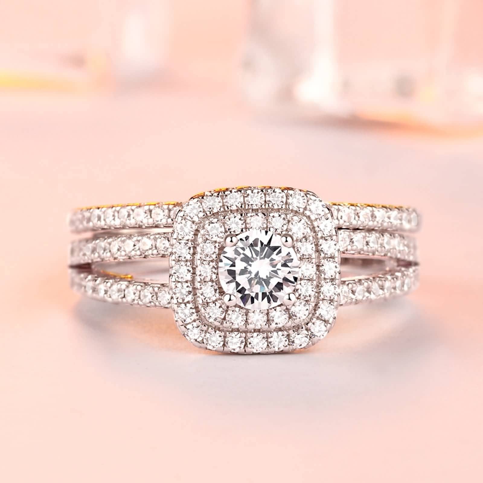 Ehering Damen Silber, Modeschmuck Ringe mit Zirkonia Freund Geschenk Vorhanden Größe 49 (15.6)-62 (19.7)