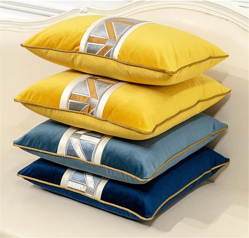 HBJWOV Queen Chinese Living Room Sofa Pillow Cushion Bedside Soft Velvet Large Backrest Car Lumbar Cover(D)