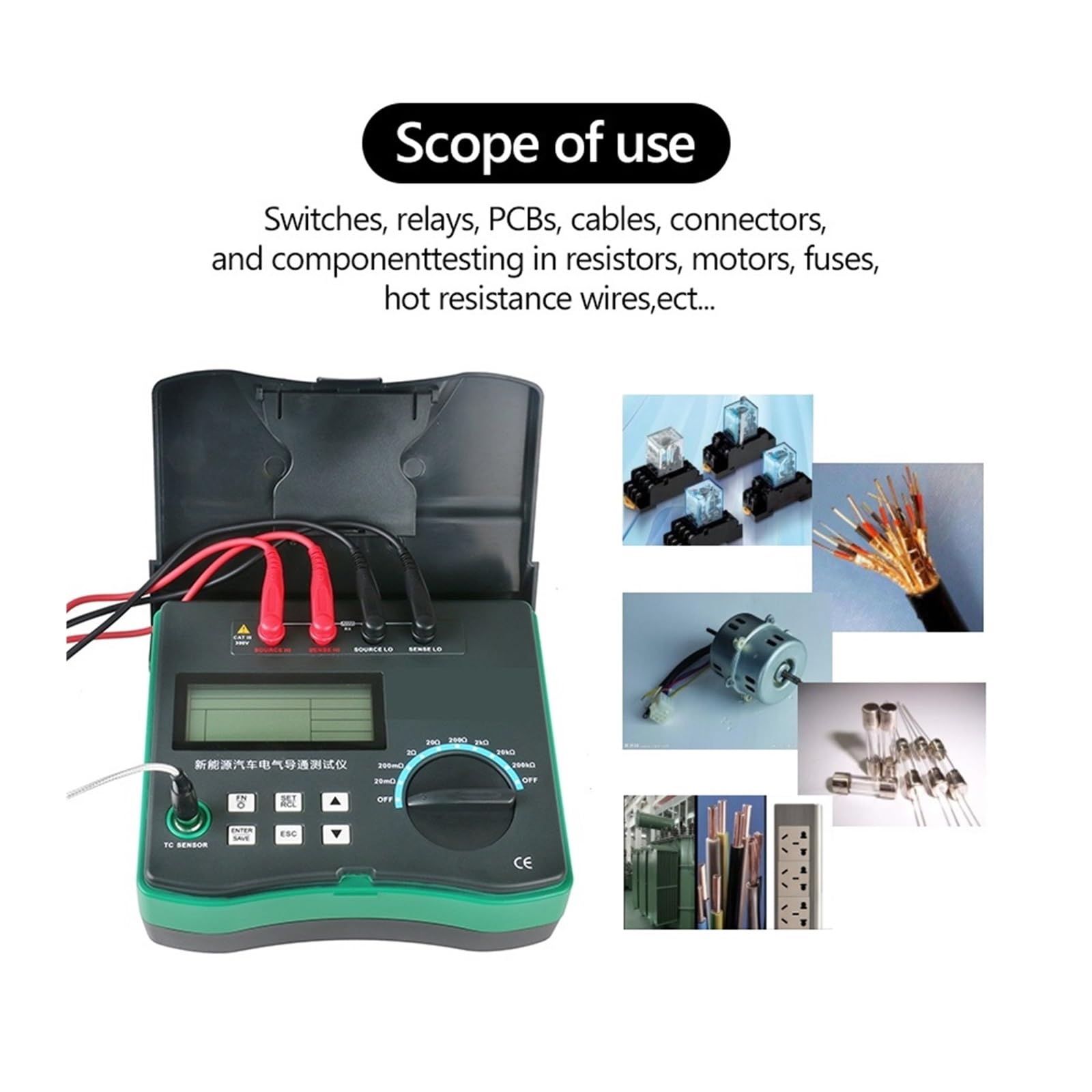 DY4106 Cyfrowy Miernik Miliomów HD LCD Podświetlany 4-żyłowy Test Niskooporowy Multimetr