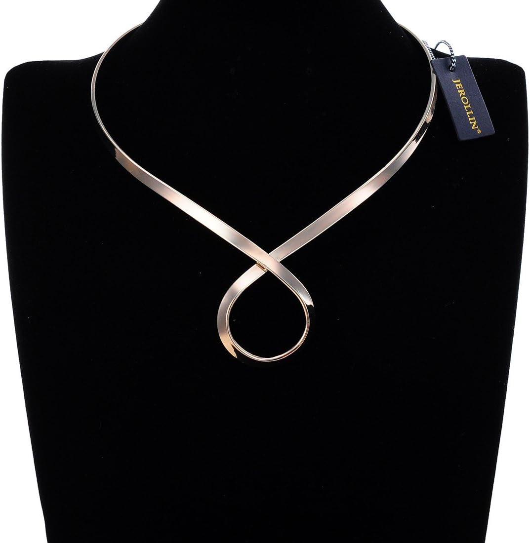 Jerollin Gold/Silver Choker Collar Necklaces for Women, Stainless Steel Gold Statement Necklace Open Choker Bib Necklace African Jewelry Necklace - Image 3