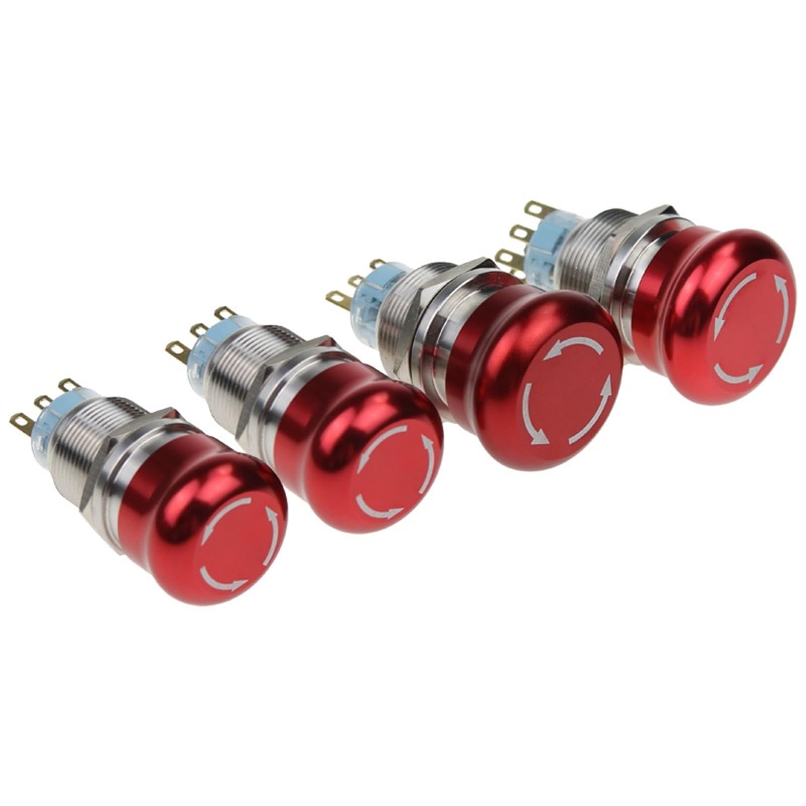 1 interruptor de botón de parada de emergencia con cabeza de hongo de metal de 19/22 mm, caja de acero inoxidable, interruptor giratorio con cabeza de aluminio(Self-locking,19mm)