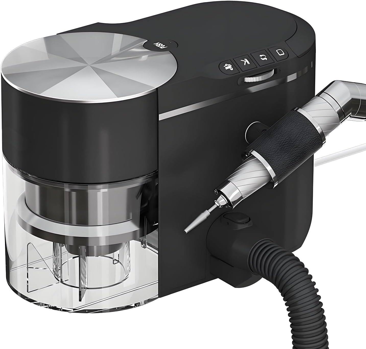 Qiang Trapano per Unghie Professionale 2 in 1 con Aspiratore di Polvere, Lucidatore Elettrico per Unghie a velocità Regolabile,Kit Manicure Silenzioso per Salone e Casa con Tubo di Prolunga Black