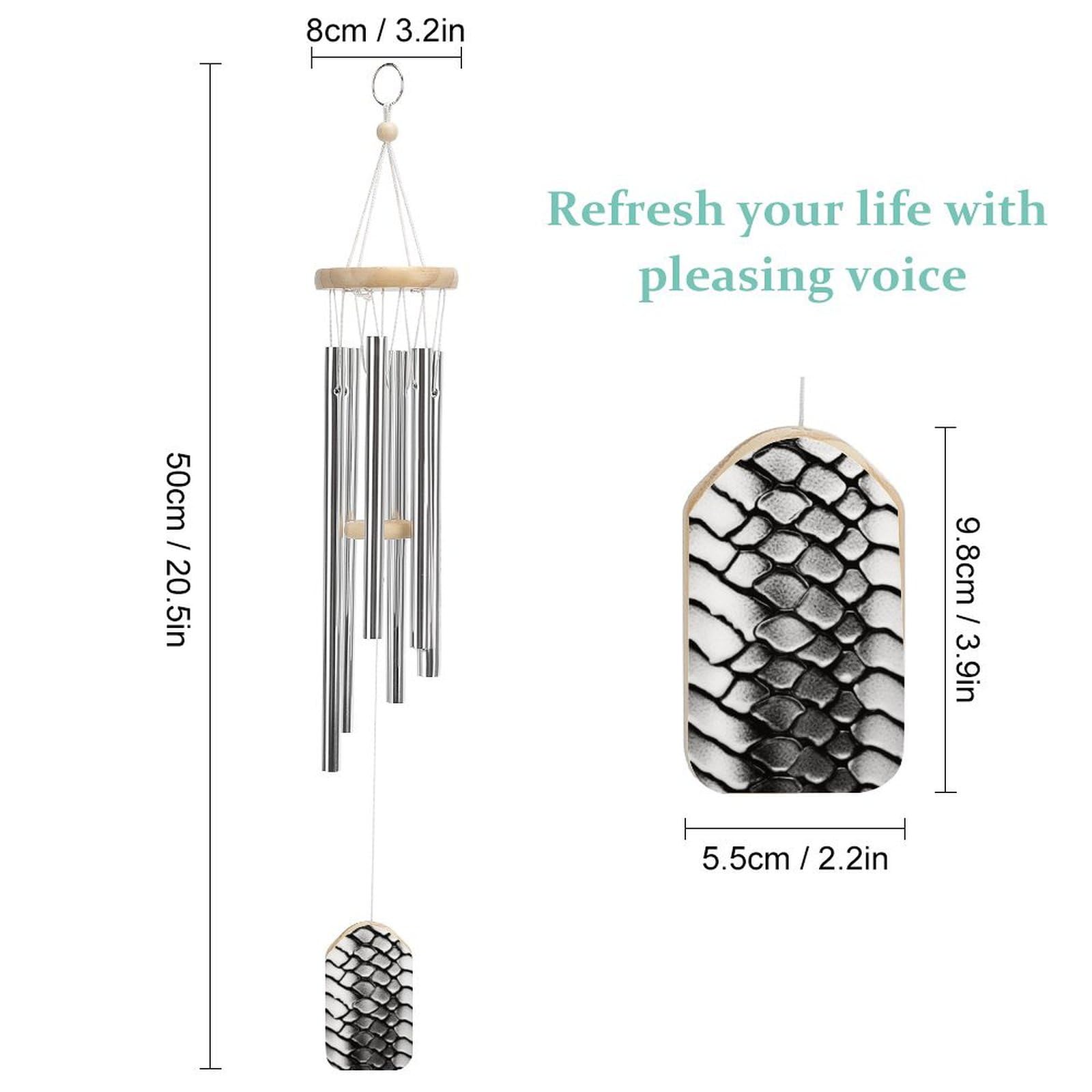 Outdoor Wind Chimes, Snake Skin Black and White Printed Wind Chimes,Simple Wind Chimes,Curtain Wind Chimes for Home Decoration