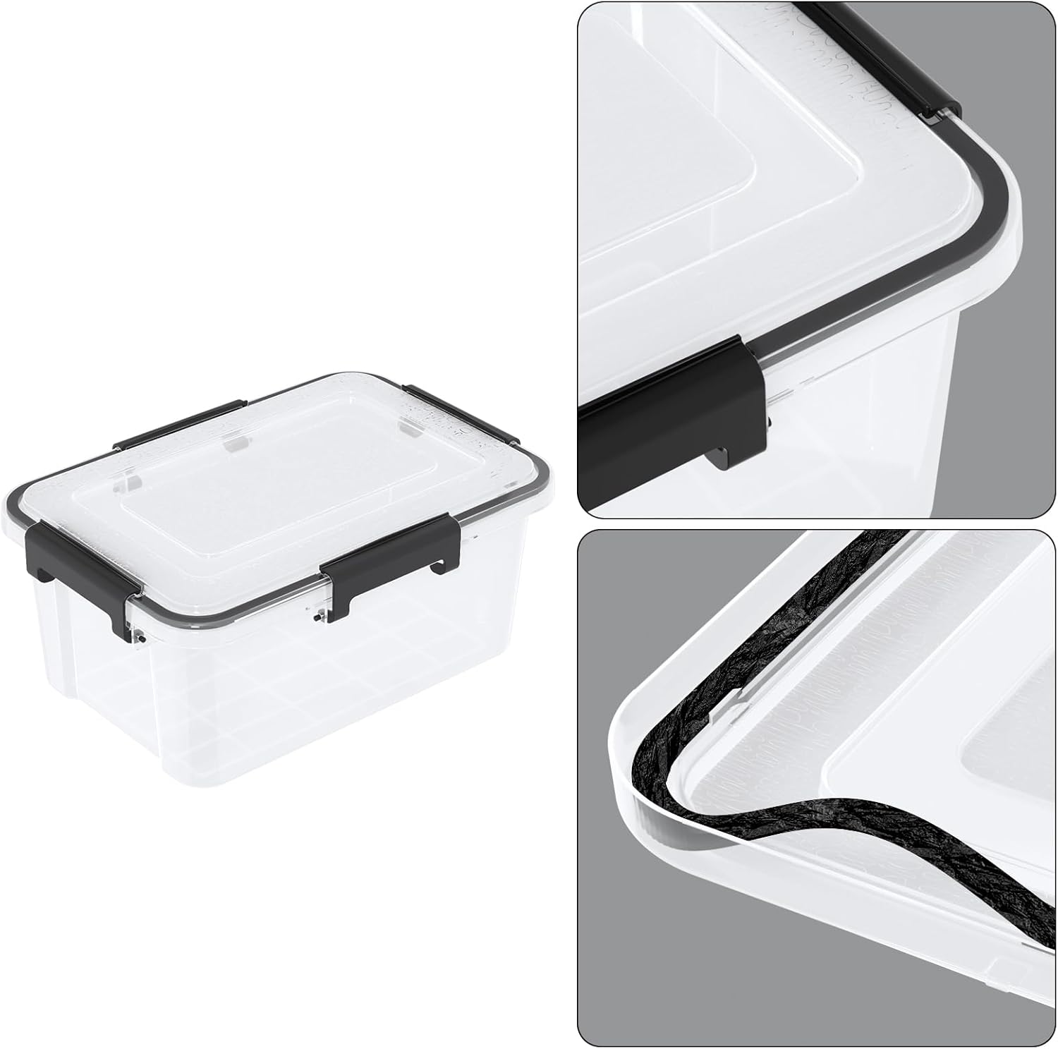 6 Packs 12 Quart WeatherPro Plastic Storage Bins with Lids, Stackable Gasket Box with Tight Seal