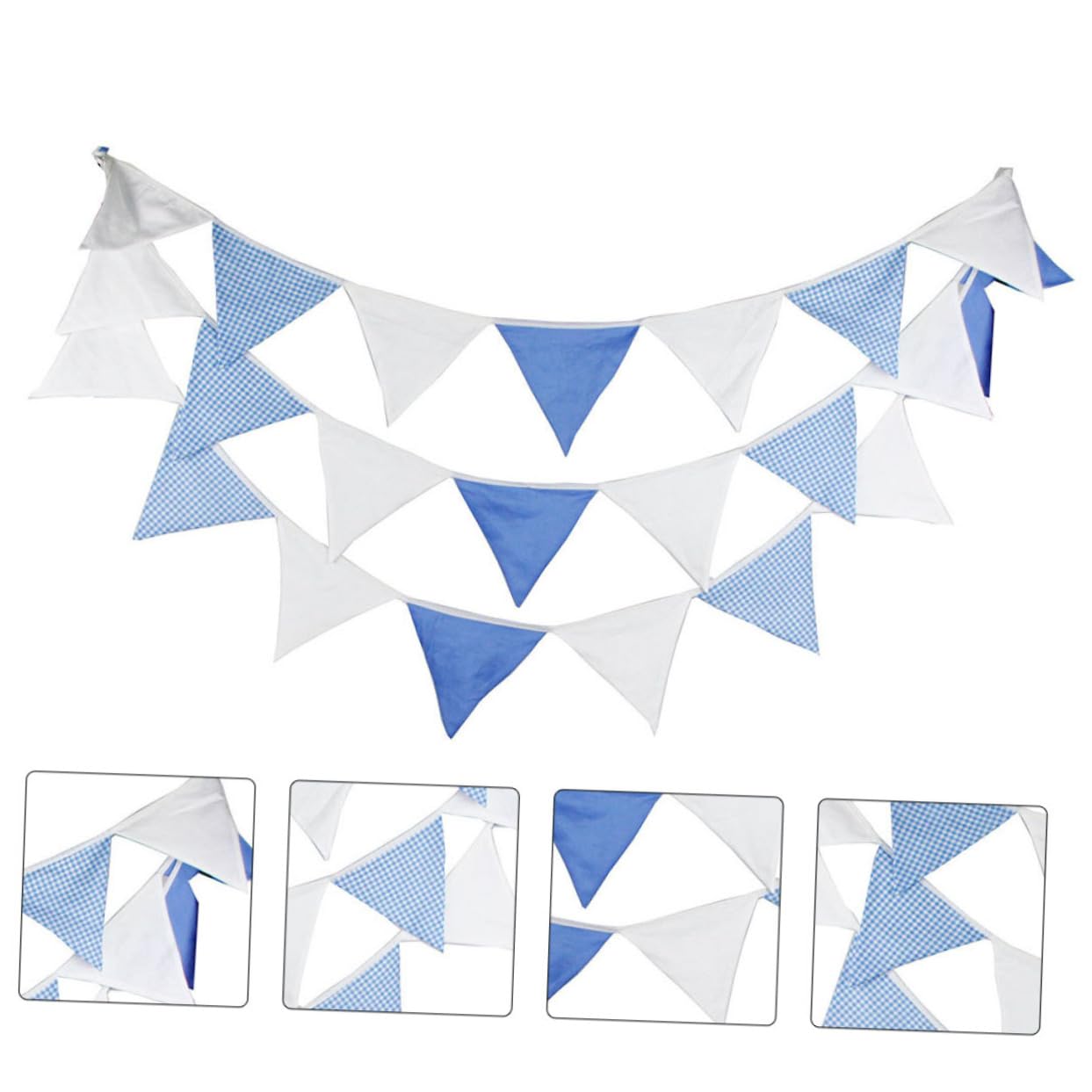 2stücke Baumwoll-dreiecksflaggen-girlande Blau Hochzeiten Geburtstagsfeiern Und Festivals Deko Für Kindergeburtstage Und Festliche Anlässe