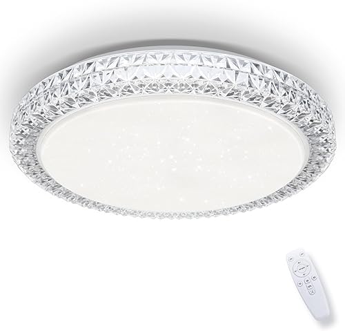 OOWOLF Lámpara de techo LED, 40 W, 15.4 pulgadas, luz de techo regulable, brillo ajustable, lámpara de techo moderna cerca de luces de techo para