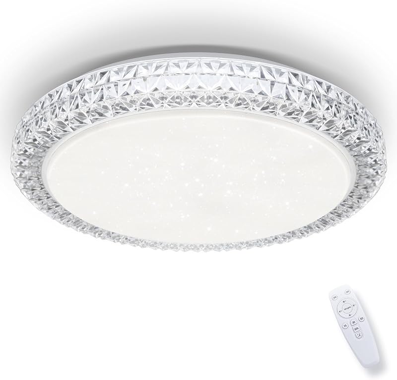 Lámpara de techo LED, 40 W, 15,4 pulgadas, regulable, brillo, lámpara LED ajustable, lámpara de techo moderna, cerca de las luces de techo, para dormitorio, cocina, sala de estar, iluminación, 3000-6000 K