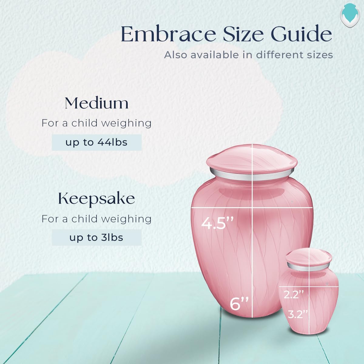 Geturns Embrace Small Custom Urn for Ashes – Pearl Light Pink Personalized Loving Heart Feet Memorial Keepsake | 44 lbs