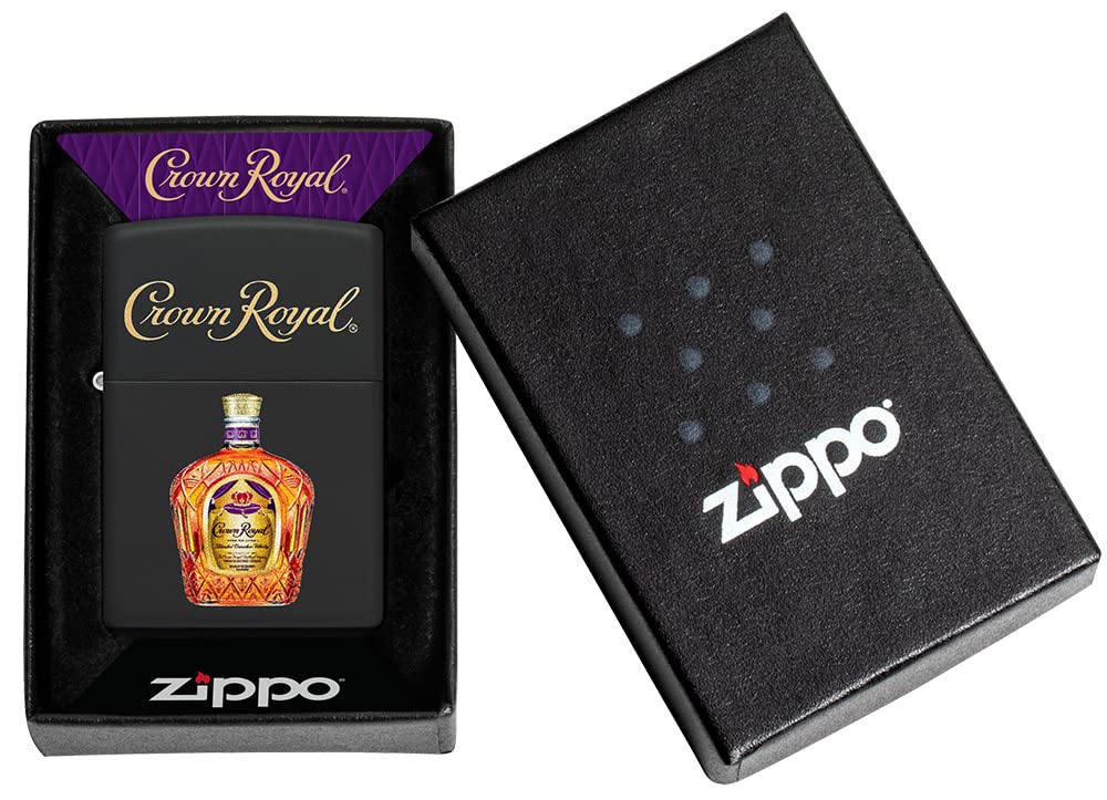 Amazon.com: Zippo Crown Royal Logo and Bottle Black Matte Pocket