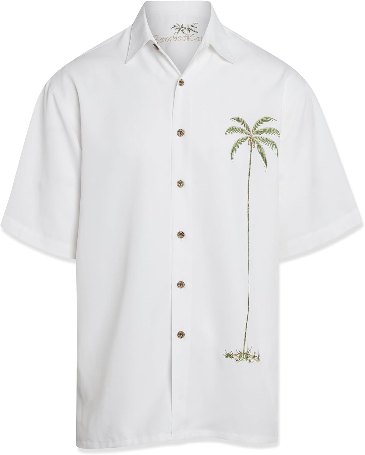 Bamboo Cay Men's Single Palm Embroidered Hawaiian Shirt