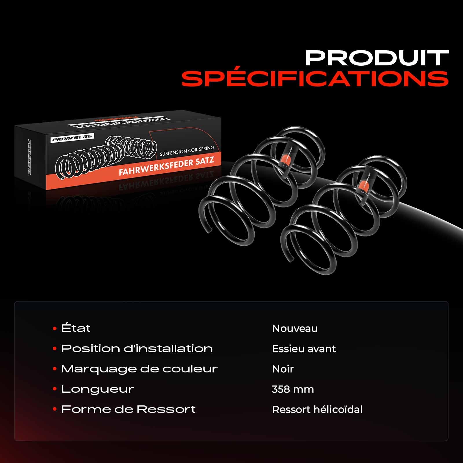 Frankberg 2 ressorts de suspension pour essieu avant 8200304229