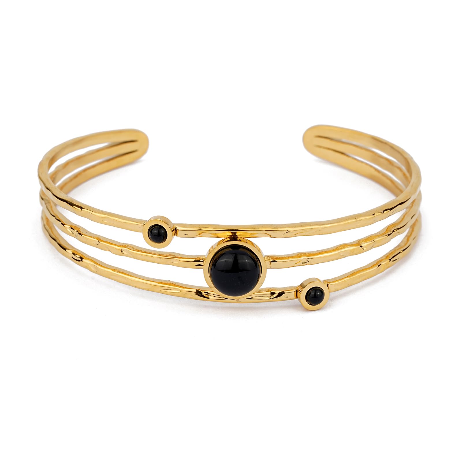TaYolnFaSo Armreif aus natürlichen Edelsteinen, 18 Karat vergoldet, verstellbar, weit zu öffnen, Armschmuck, Geschenk für Frauen