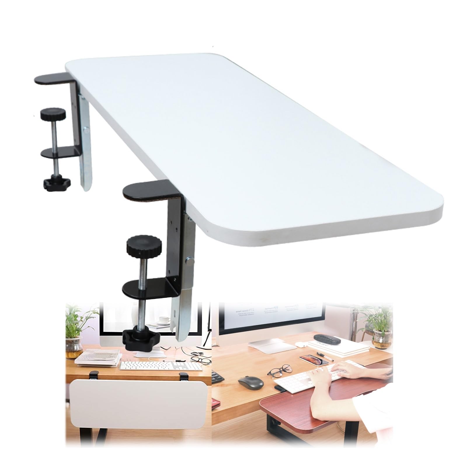 CVJdfhRE desk extender， Ergonomic Keyboard Tray 90° Foldable Desk Extender Platform 65X25Cm 80X25Cm, Desktop Mounting Armrest Shelf(White,80 * 25Cm/32 * 10In)