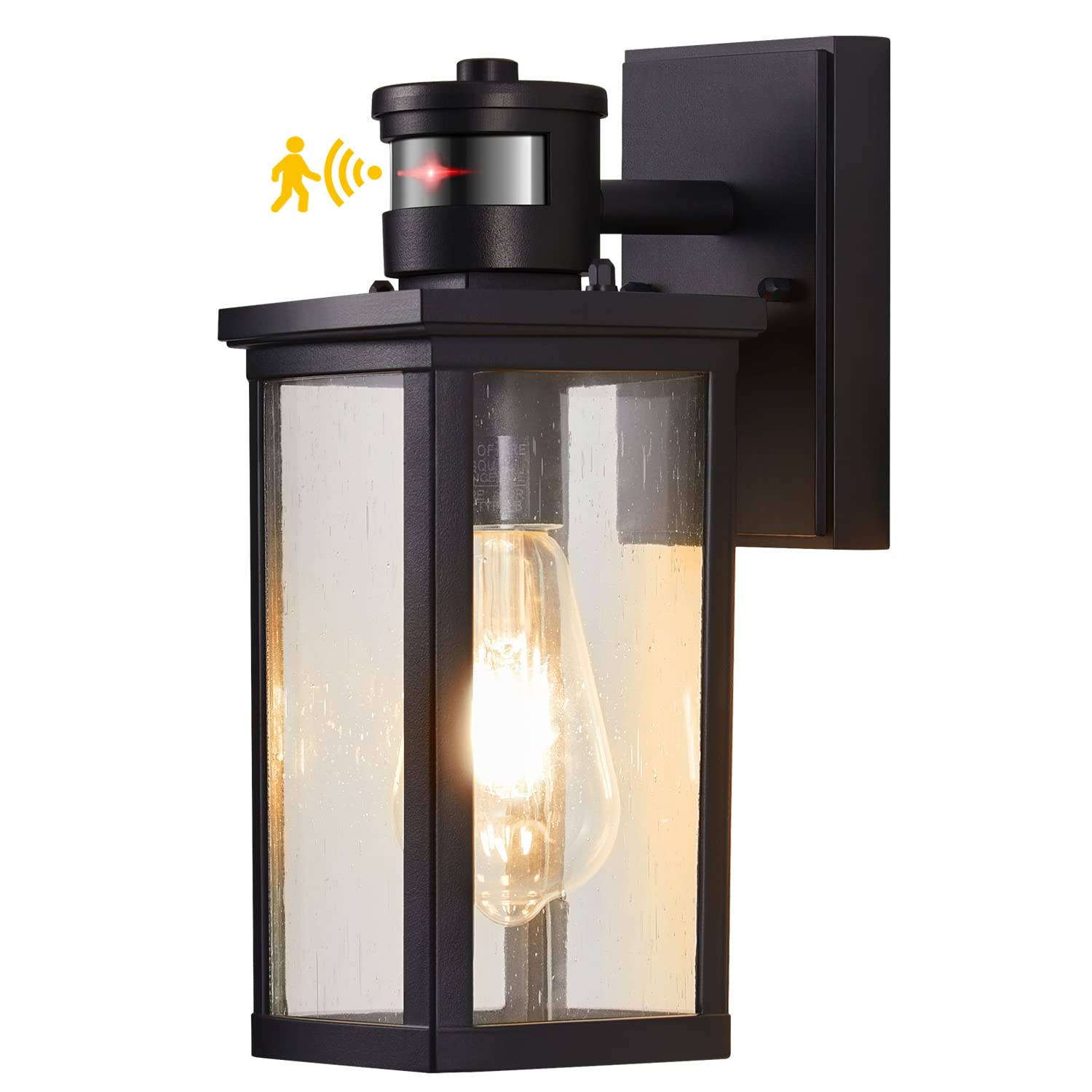 Karuoshirui Motion Sensor Outdoor Wall Lights，Dusk to Dawn Outdoor Lighting ,LED Patio Wall Light Fixture Black All-Aluminum Rust-Proof Outdoor Wall Light for Doorway, Garage, Doorway, Courtyard