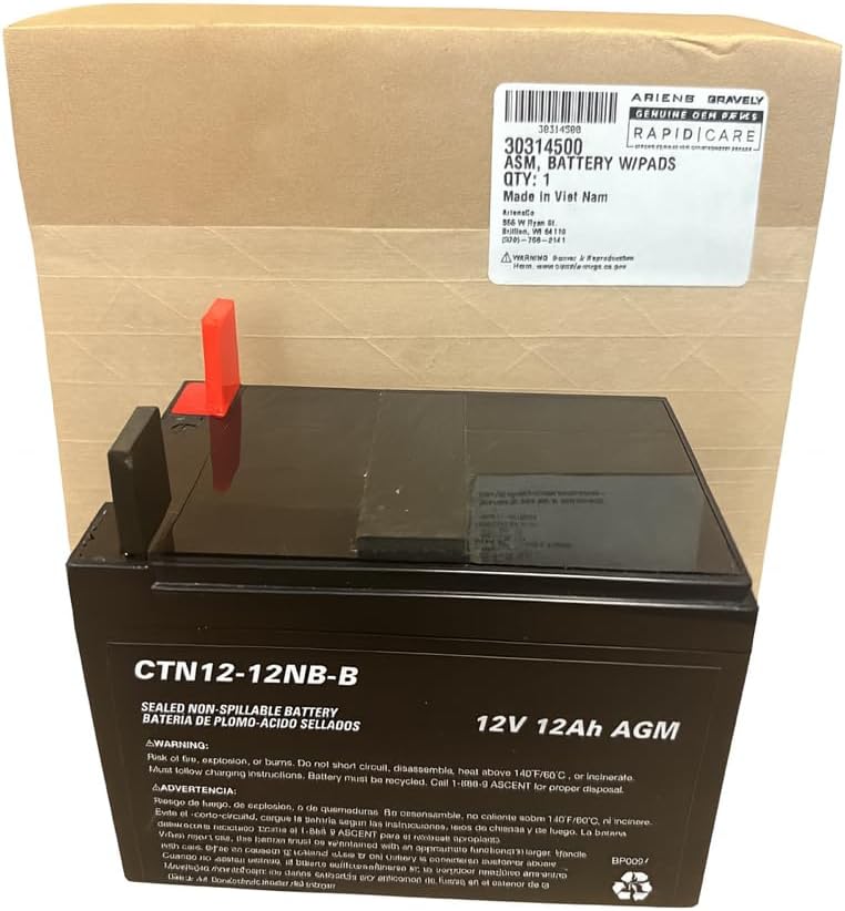 Ariens Gravely 04738800 12V 12A 190CCA Battery OEM Apex Ikon Zoom Pro-Turn Edge Snow Blowers