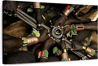 ElephantStock - Ethiopian Ceremony Wall Art - Horizontal Canvas Wall Art - Living Room Wall Decor - Photography People Canvas Art - Brown And Black Decor - 12" x 8"