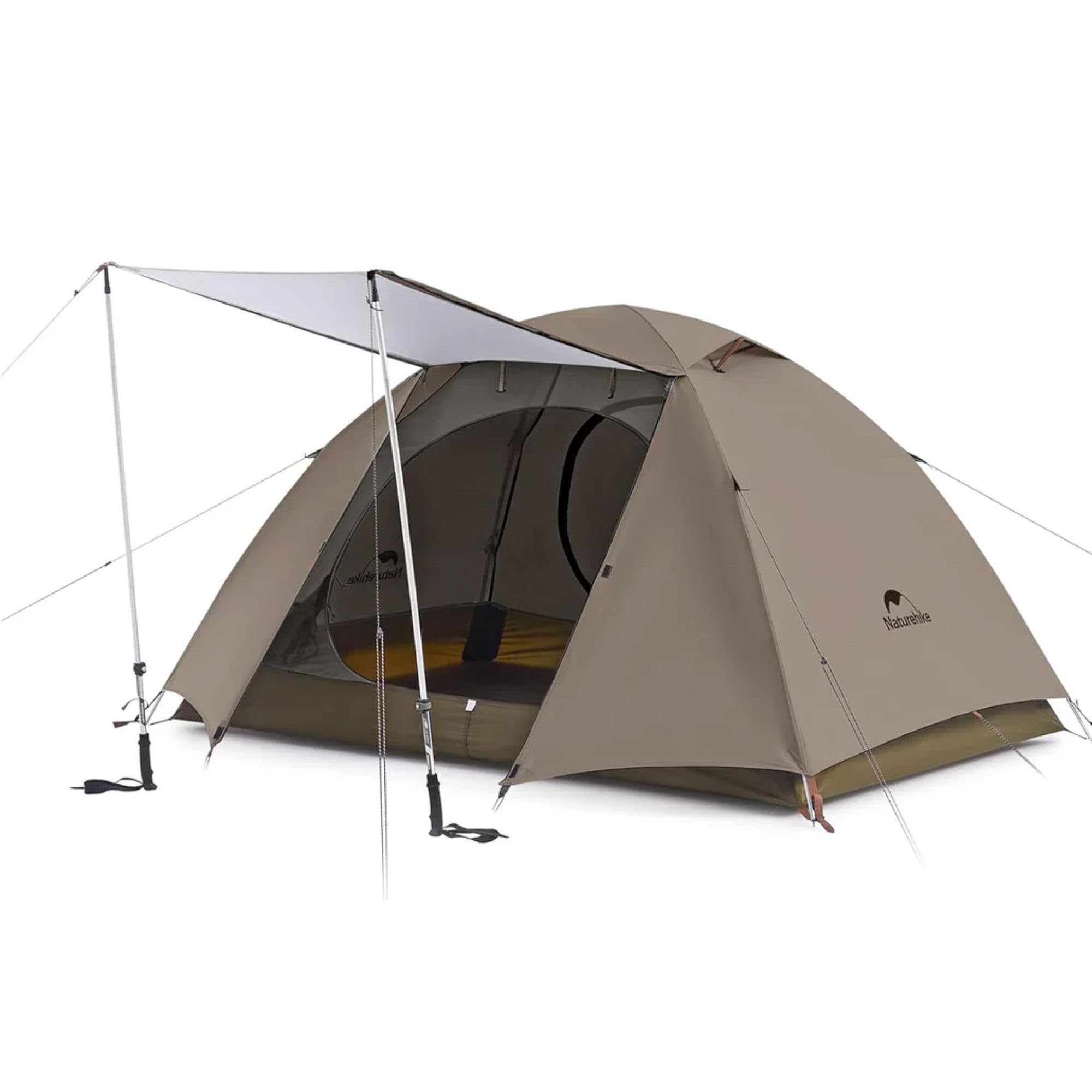 Naturehike Cloud-Creek Series 3 Person Tent – Lightweight Waterproof Camping & Backpacking Tent with Aluminium Poles, UPF50+ & Double Layer Design Brown