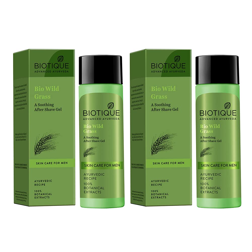 Biotique Bio Wild Grass A Soothing After Shave Gel For Men, 120Ml (Pack Of 2)