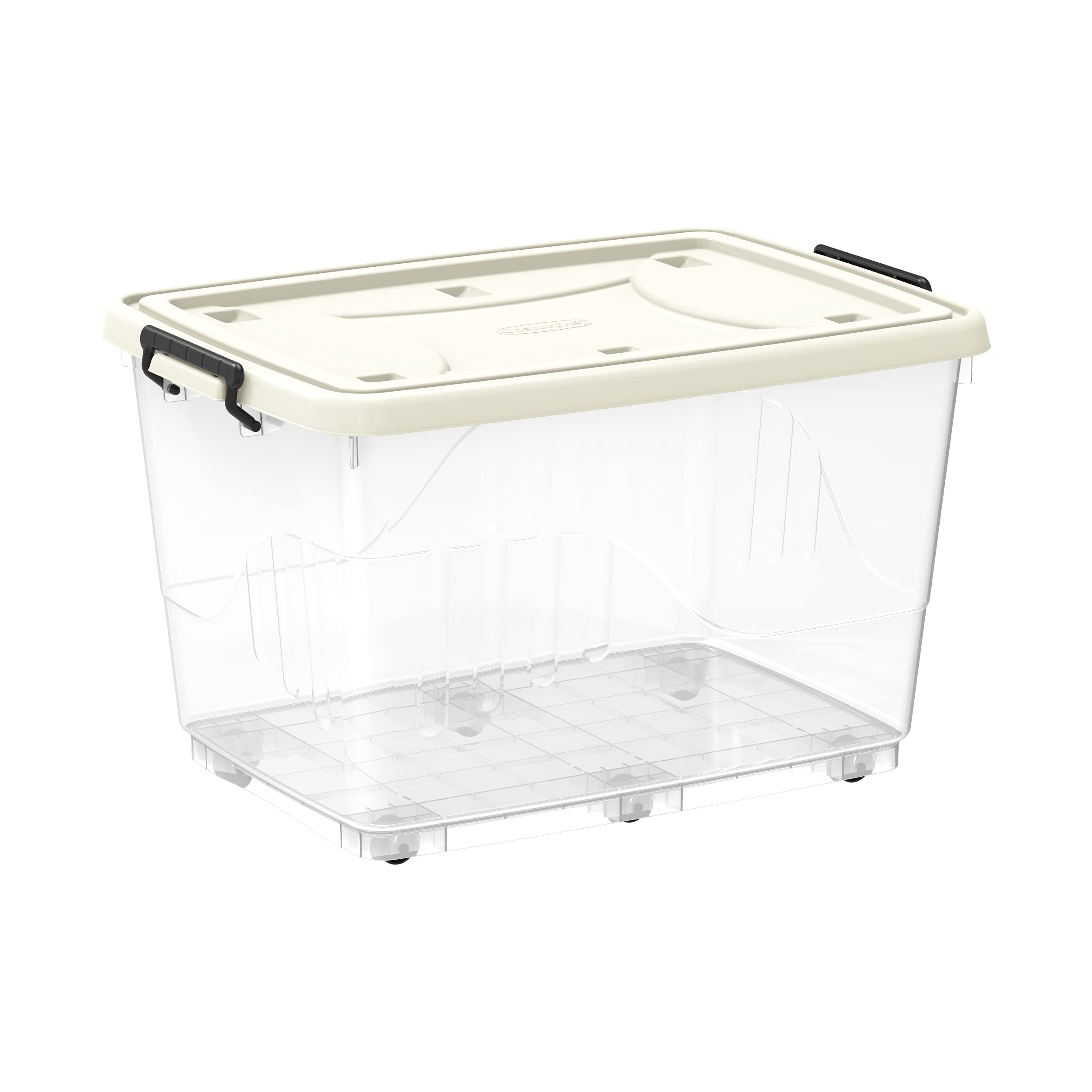 Buy Cosmoplast 82L Clear Plastic Storage Box With Wheels & Lockable Lid