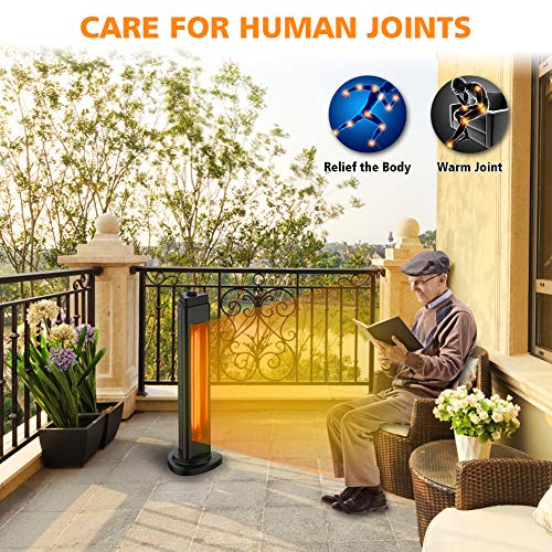 1500W Infrared Outdoor Heater, Patio Tower Heater with Oscillation Function, Tip-Over Protection & Hidden Simple Handle, Super Quiet Infrared Patio Space Heater