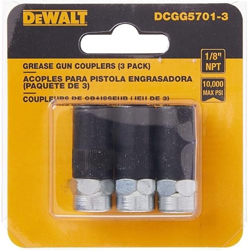Miniatura 5 de DEWALT Acoplador de pistola de engrase, resistente, NPT, 1/8 pulgadas, paquete de 3 (DCGG5701-3)