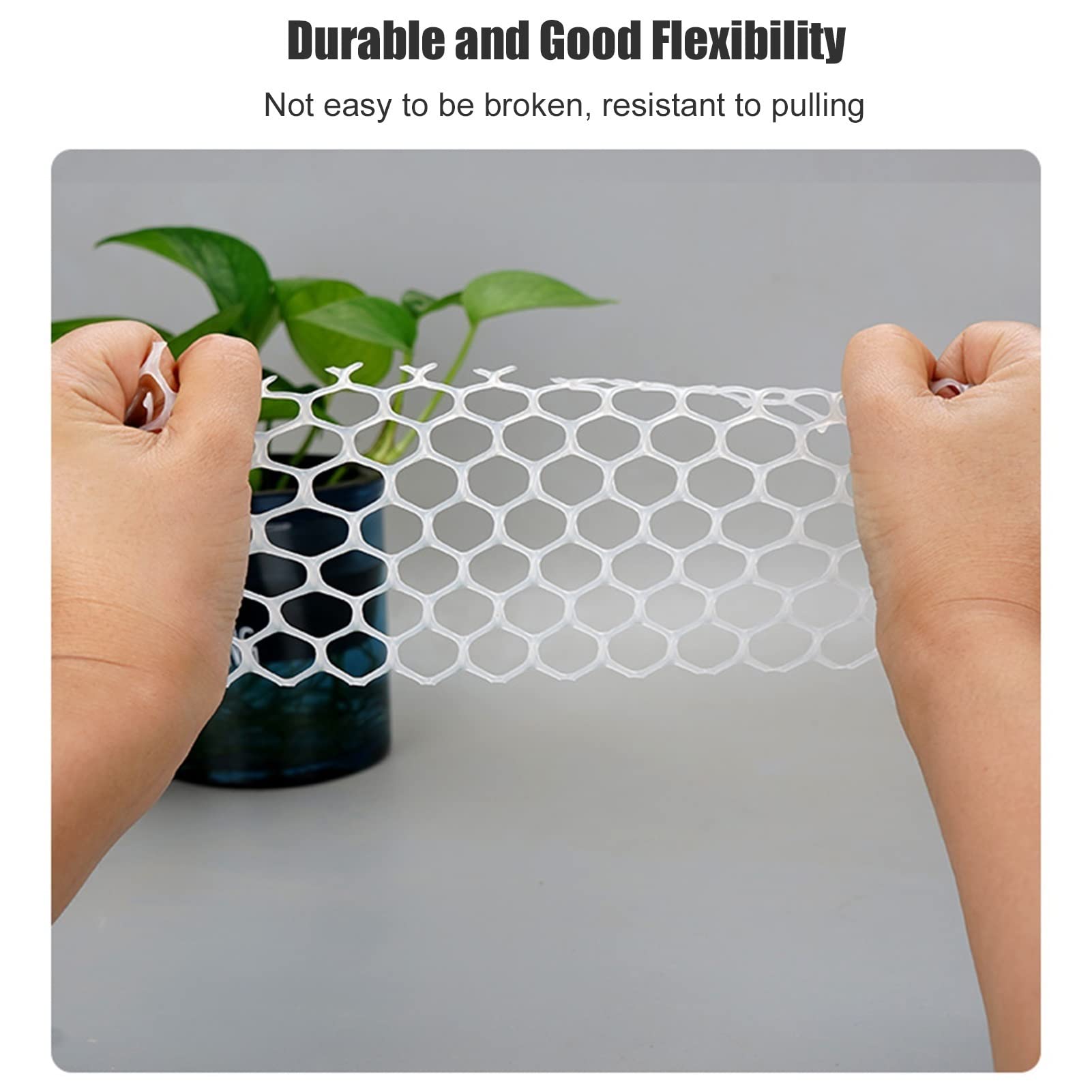 Filet de Jardin en Maille pour volaille, Rouleau de Filet Hexagonal en Plastique pour volaille avec Sangles Fixes pour Le Jardinage, clôture pour volaille (Couleur : Blanc, Taille : 0,5 x 4