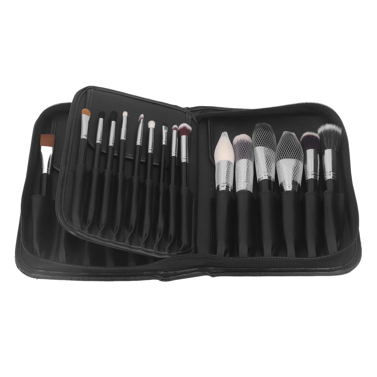 FILFEEL Set di Pennelli per Trucco in Pelo di Capra 29 Pezzi con Manico in Legno e Puntali in Alluminio, Pennelli Cosmetici Professionali in Custodia con Cerniera per il Viaggio