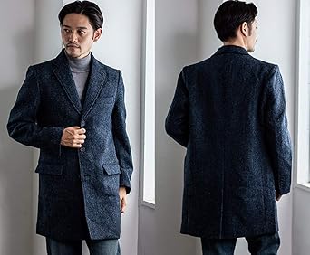 Amazon | [ヘリンボーン クラブ] コート ハリスツイード チェスター