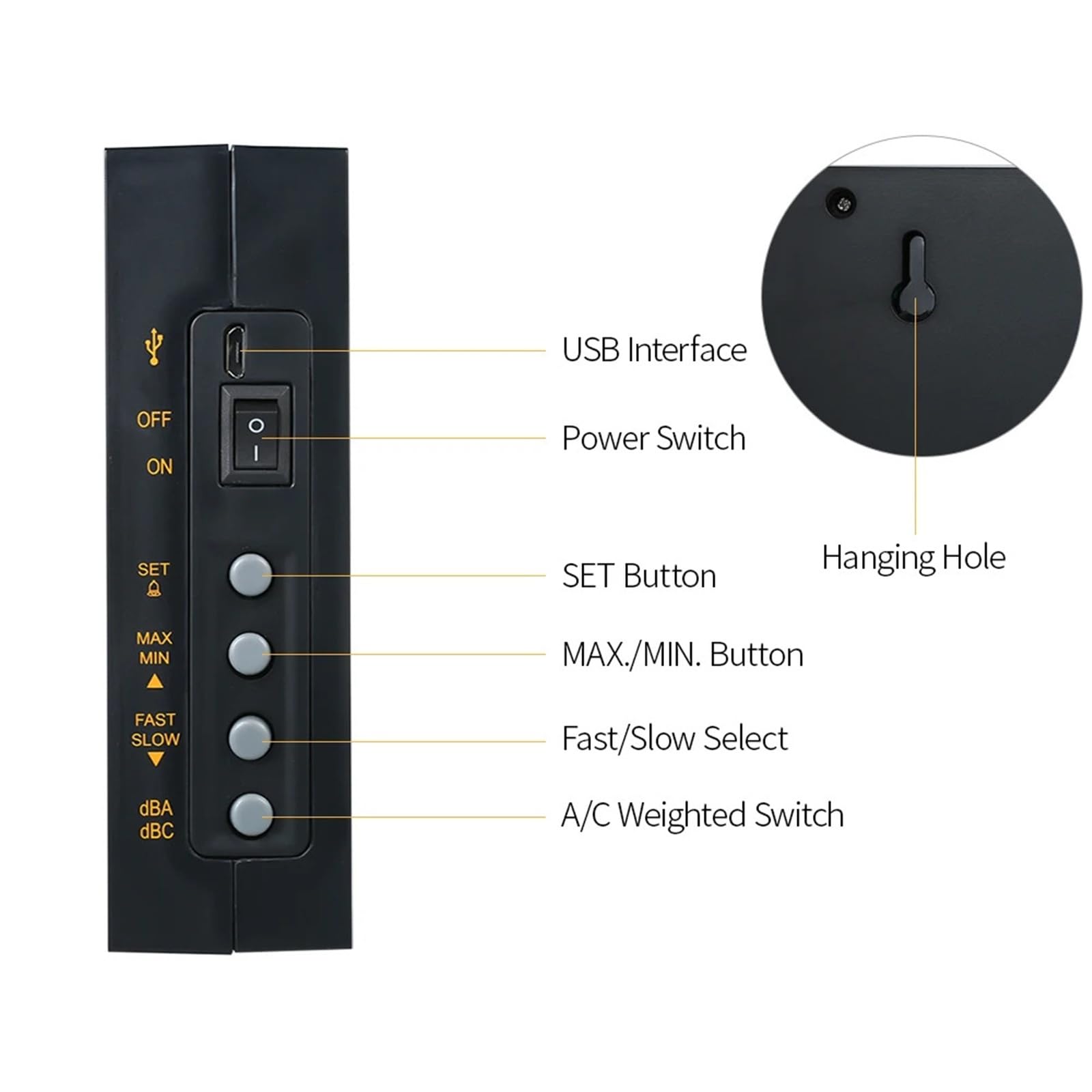Medidor de nivel de sonido, Medidor de nivel sonido con pantalla LCD grande, medidor digital pared, ruido, comprobador monitoreo