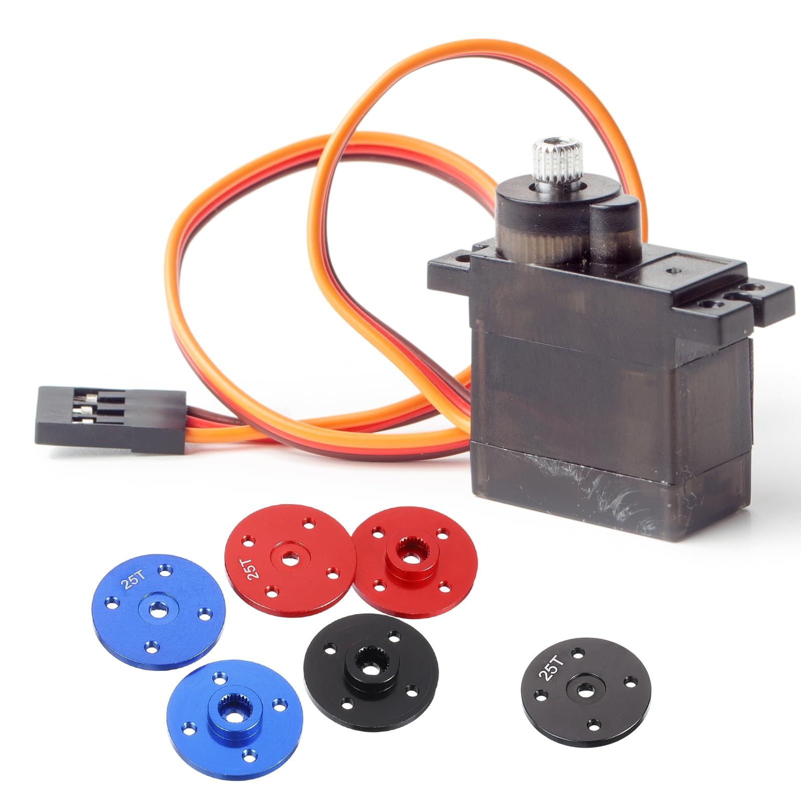 sourcing map Lot de 5 bras de klaxon de servo ronds 25T, bras de robot en métal et aluminium pour modèle RC de voiture, robot, bateau, avion (bleu)