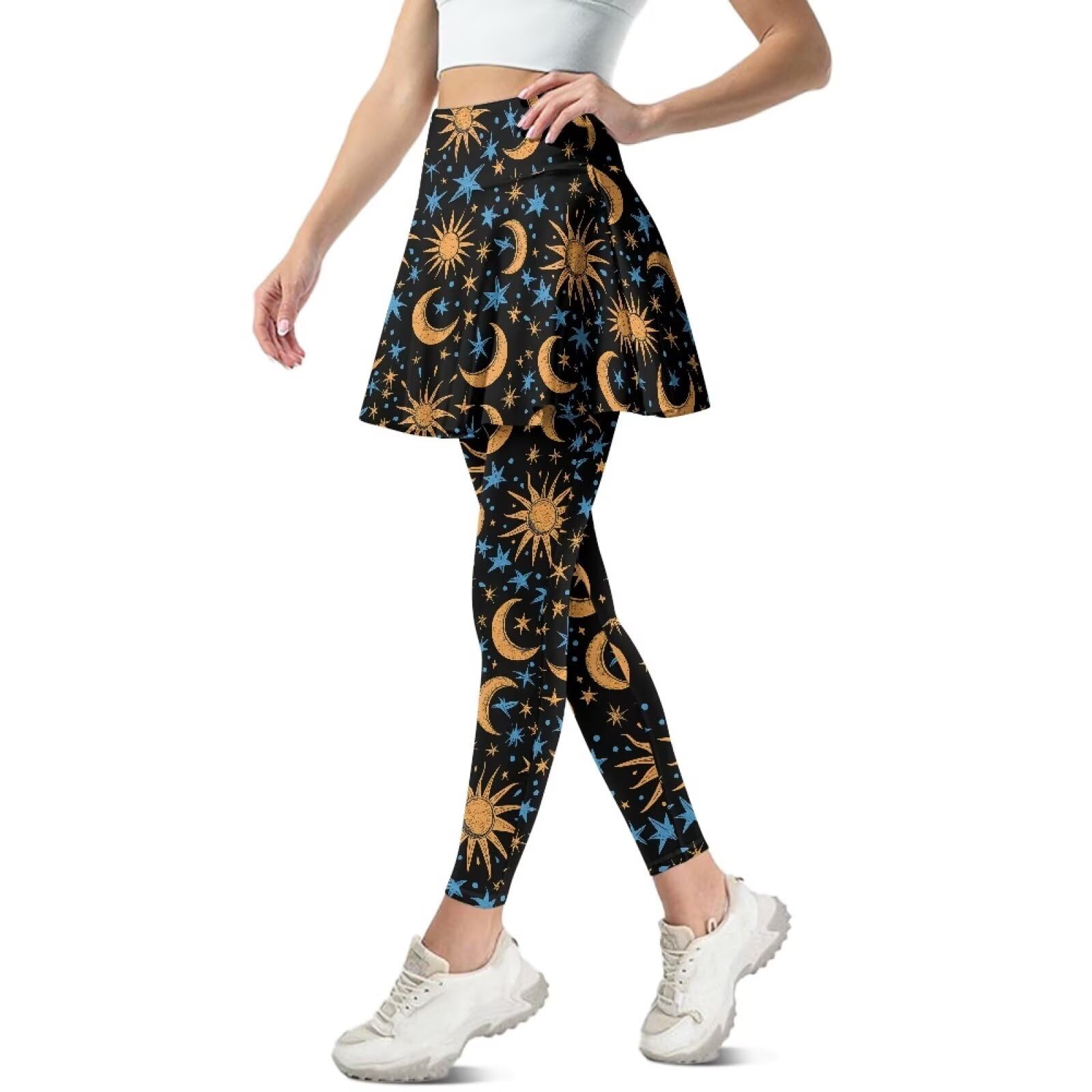 Poceacles Spódnice legginsy dla kobiet wysoka talia kontrola brzucha aktywny sport fitness tenis spódnice z legginsami spodnie do jogi
